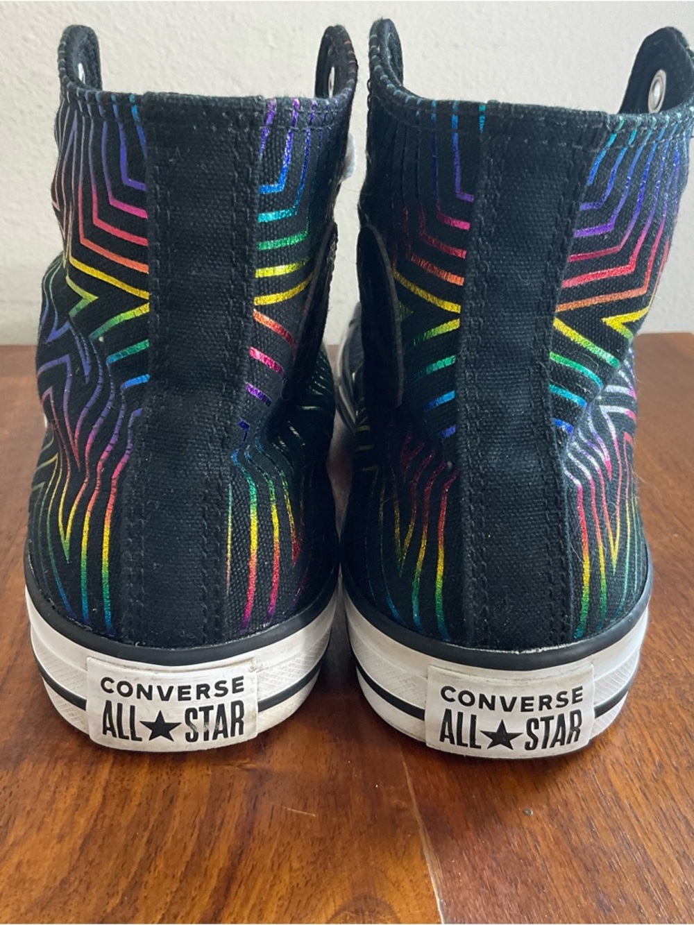 Converse All of the stars rainbow metallic high tops women’s size 5 - Picture 4 of 7